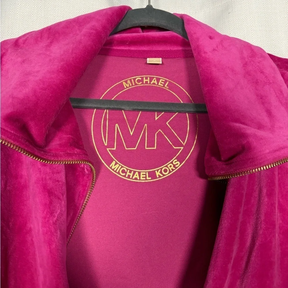 Michael Kors Hot Pink Velour Zip Up Jacket Small